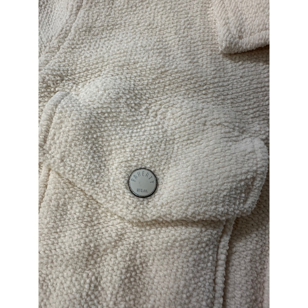 Faherty Ivory Sherpa Trucker Jacket Shacket Medium - Picture 2 of 4